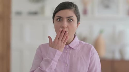 Portrait of Indian Woman Feeling Shocked,