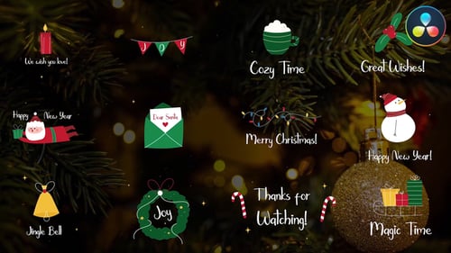 Títulos navideños dibujados a mano para DaVinci Resolve