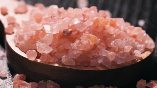 Close Up of Pink Himalayan Salt on Spoon