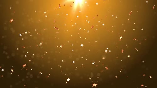 Christmas star with bokeh glittering particles snowflakes and shine