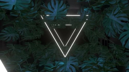 Modern Geometric Triangle Tunnel with Tropical Leaves