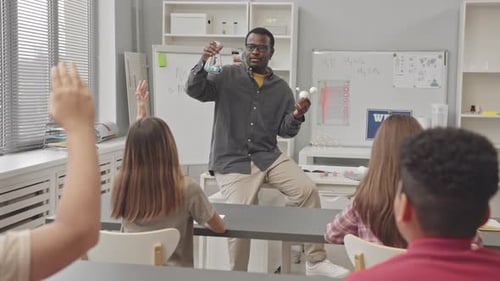 Middle School Students at Chemistry Lesson