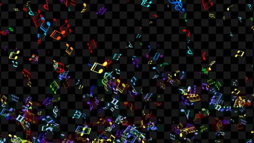 Colorful Music Notes Falling Loop Background