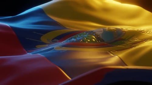 Realistic 3D Ecuador Flag Waving with Dynamic Lighting