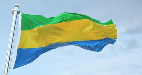 Gabon National Flag Waving Realistic 3D Animation