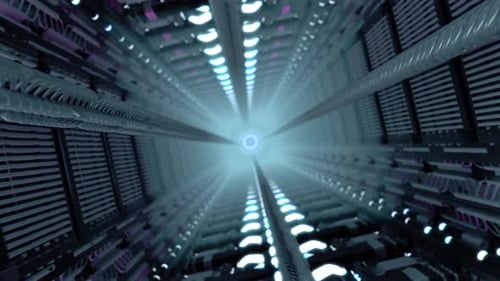 Futuristic Technology Tunnel Flythrough Animation