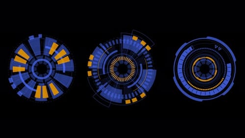 Futuristic concept of elements circle rotation on black background