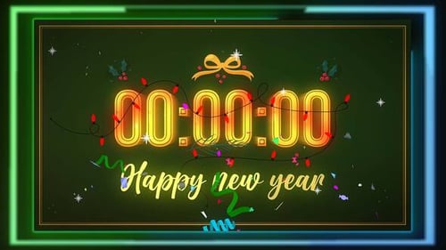 Glowing New Year's Eve Countdown with Confetti
