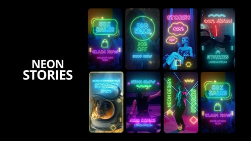 Dynamic Neon Social Media Stories Pack for Engaging Content