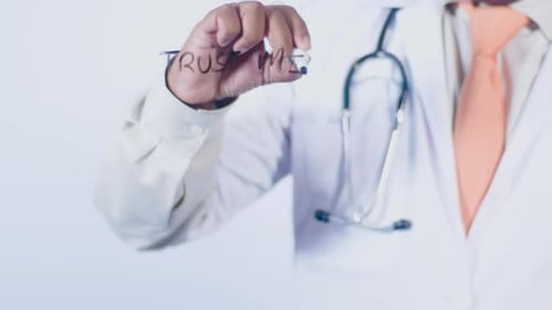 Asean Doctor Writes On Screen Trust Me