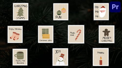 Christmas Stamps Titles for Premiere Pro