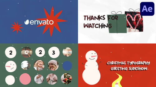 Christmas Typography Greeting Slideshow for After Effects