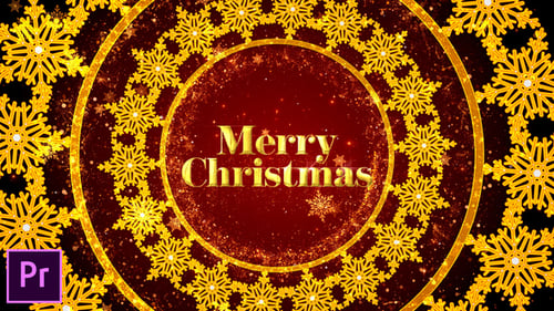 Festive Christmas and New Year Intro with Golden Snowflakes