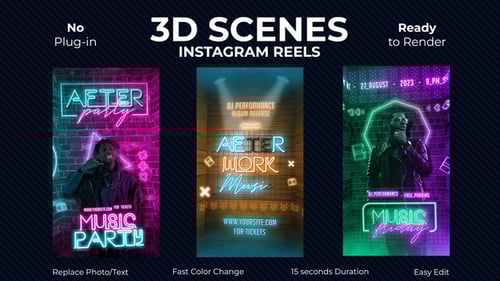 Animated 3D Neon Event Promos for Social Media Stories