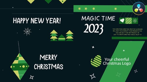 Animated Flat Design Christmas and New Year Greeting Slideshow
