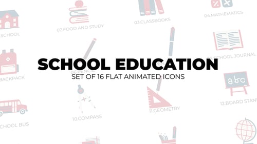 School Education - Set of 16 Animation Icons