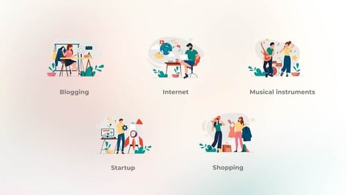 Animated Flat Design Explainer Concepts for Business and Technology