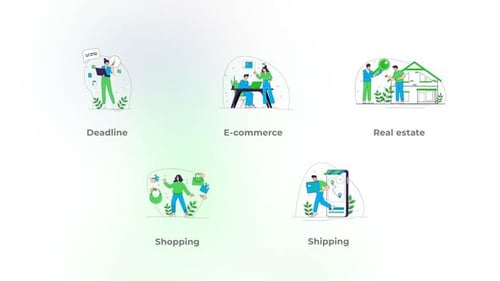 Flat Animated E-commerce Icons for Business Concepts