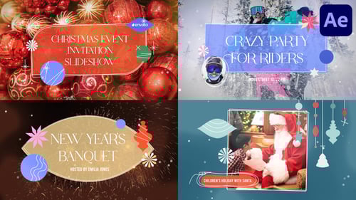 Festive Holiday Event Invitation Slideshow with Dynamic Transitions