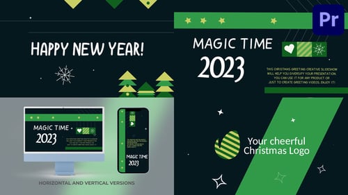 Animated Flat Design Christmas and New Year Greeting Slideshow