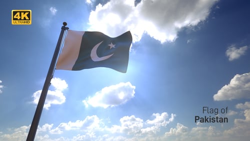 Pakistan National Flag Waving Brightly in Sunlight