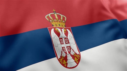 Waving Flag of Serbia Animation with Realistic Fabric