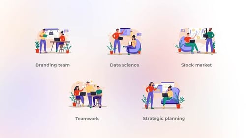 Animated Flat Design Concepts for Digital Business Processes