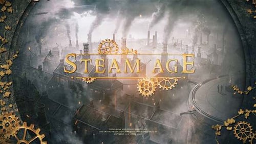 Cinematic Steampunk Trailer Intro with Ornate Golden Titles