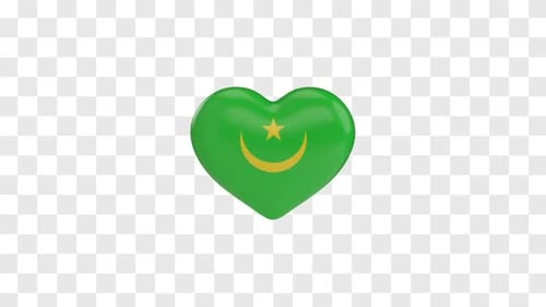 Spinning Mauritania Flag Heart 3D Animation