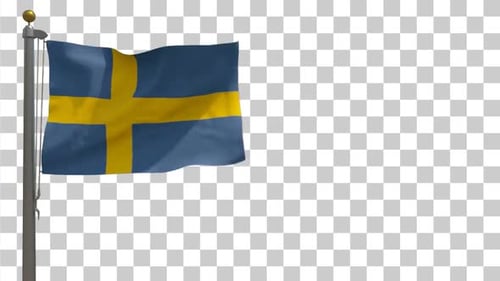 Waving Swedish Flag Animation with Alpha Channel