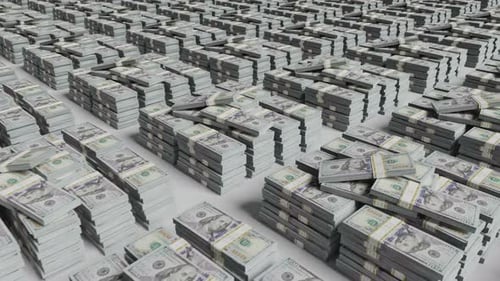 Animated Stacks of US Dollar Bills Piled Up