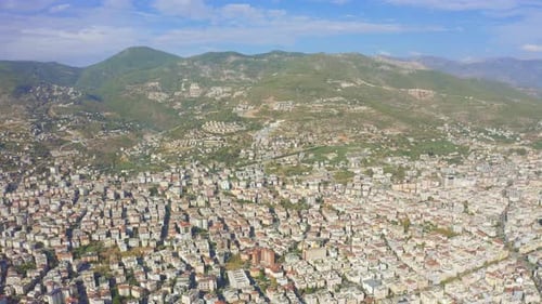 View of Mountain and Rooftops of Alanya City Turkey