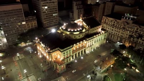 Night Sao Paulo cityscape. Night city landscape of downtown urban