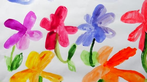 Watercolor Flowers Art Painting on White Paper