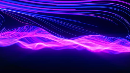 Dynamic Flowing Neon Light Waves Abstract Background