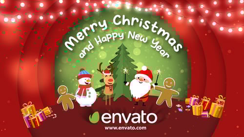 Christmas and New Year Greeting Card with Festive Characters
