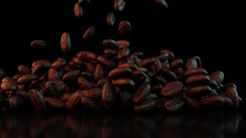 Roasted Coffee Beans Falling and Piling Up