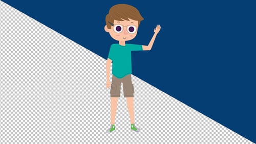 Friendly Animated Boy Waving Greeting Character