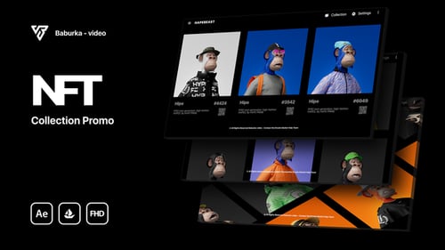 Digital NFT Collection Promo: Glitchy Modern Art Showcase