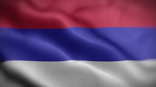 Seamless Loop of Waving Red Blue White Striped Flag Fabric