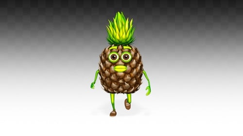 Funny Running Pineapple Character Animation