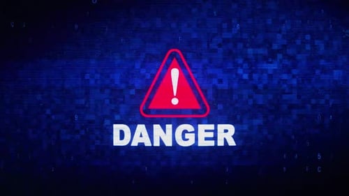 Digital Glitch Danger Warning Text Reveal