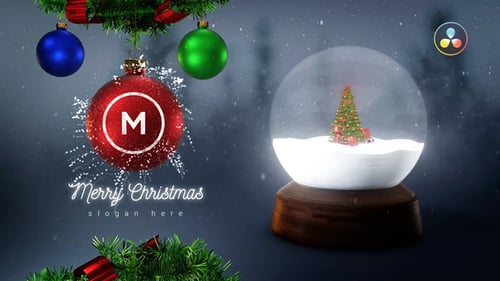 Christmas Tree Logo Reveal with Animated Snow Globe