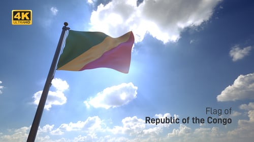 Republic of the Congo Flag Waving in Sunny Sky