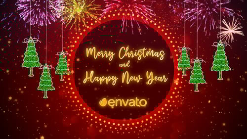 Glowing Christmas and New Year Greetings with Festive Glitter Animation