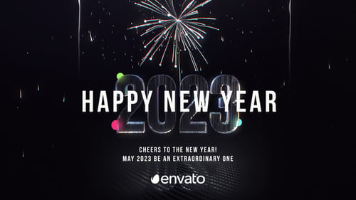 Cinematic New Year Countdown with Sparkling Numbers and Fireworks Reveal