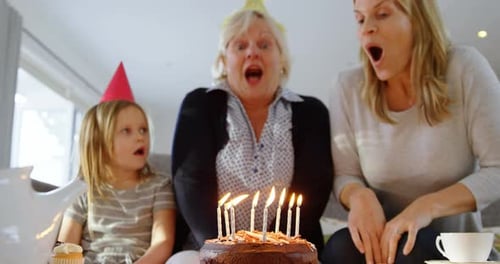 Family Celebrate Birthday Together at Home