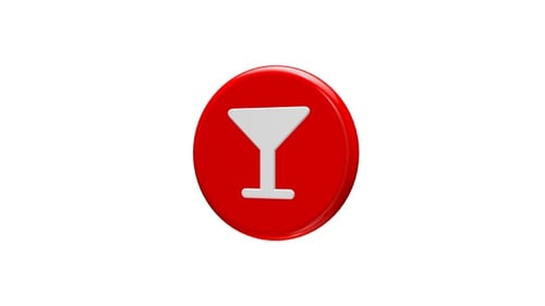 Animated 3D Martini Glass Icon Rotation with Alpha Channel