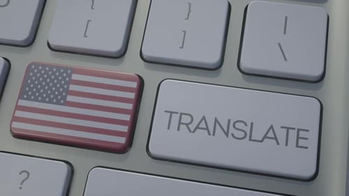 Translate Concept on Keyboard with USA Flag