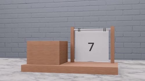 Animated Minimalist Wooden Desk Calendar Page Flip